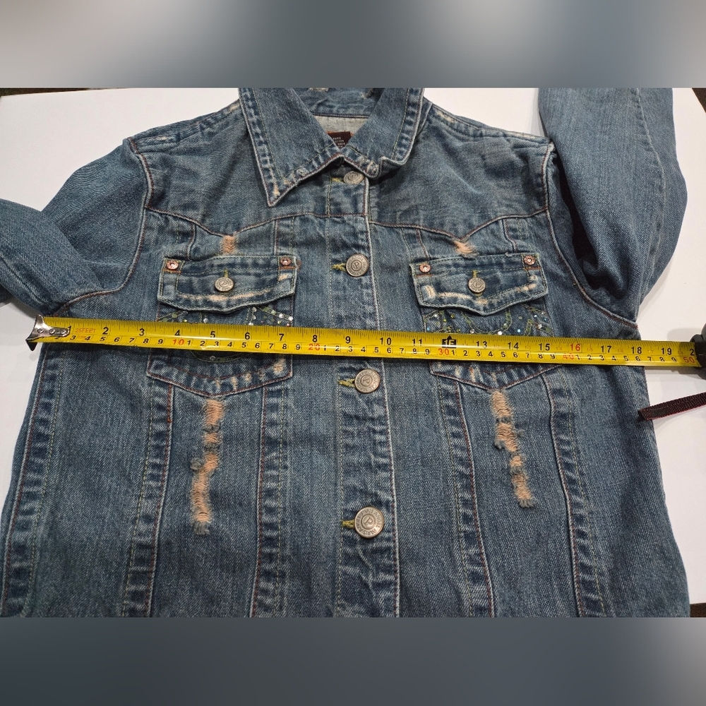 Paris Angel Blue Jean Jacket with Stud Accents Sz.L - Picture 6 of 10